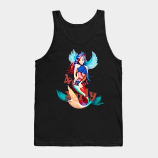 Independence day 4th of july mermaid celebrate Tank Top